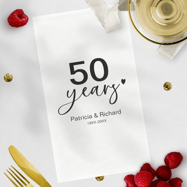 Serviette En Papier 50 Anniversaire Mariage Noir Et Blanc (Créateur téléchargé)