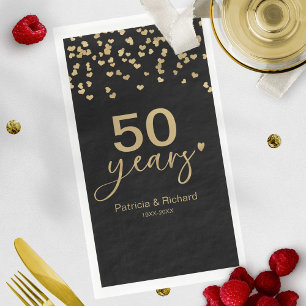 Serviette En Papier 50 Ans Anniversaire De Mariage Noir Et Or