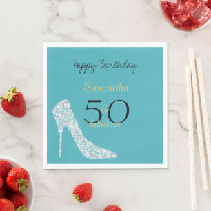 Serviette En Papier 50 ans et Fabuleux Diamant Talons Aqua 50ème Anniv