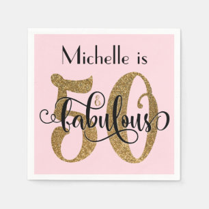 Serviette En Papier 50 ans et fabuleux paillettes dorées Anniversaire 