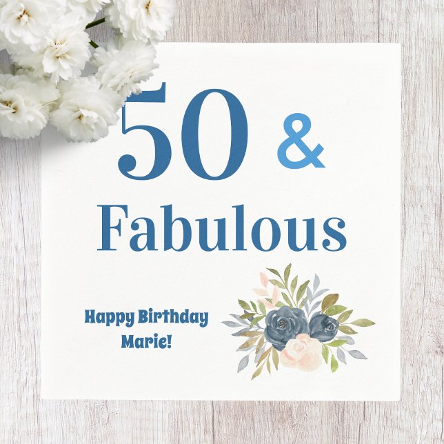 Serviette En Papier 50 ans et Fabuleux Typographie Fête d'anniversaire (Créateur téléchargé)