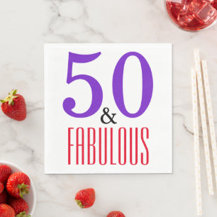 Serviette En Papier 50 ans et Fabuluxx Typography de Fête d'Anniversai