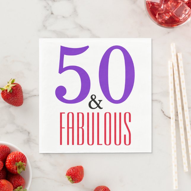 Serviette En Papier 50 ans et Fabuluxx Typography de Fête d'Anniversai (En situation)