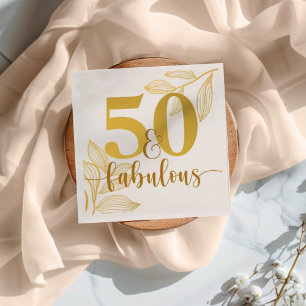 Serviette En Papier 50 ans et typographie dorée fabuleuse 