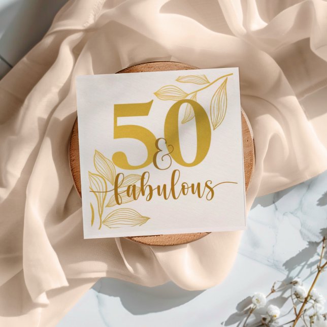 Serviette En Papier 50 ans et typographie dorée fabuleuse  (Créateur téléchargé)
