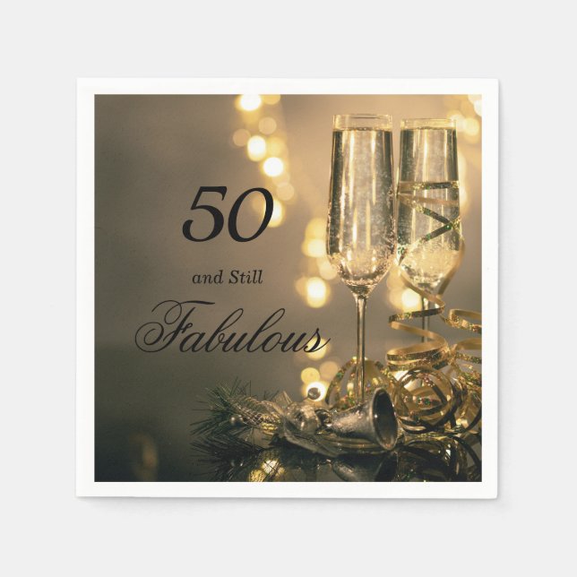 Serviette En Papier 50 et encore fabuleux Elegant Black Gold Anniversa (Devant)