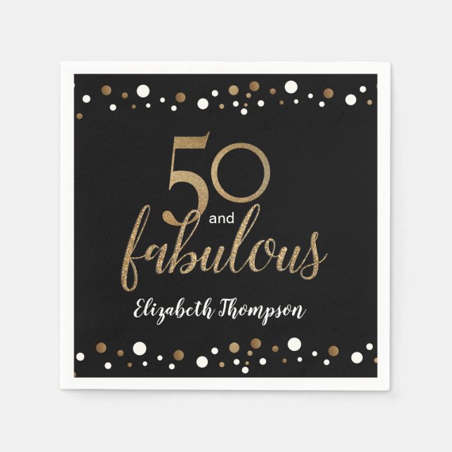 Serviette En Papier 50 et fabuleux 50e anniversaire or (Devant)
