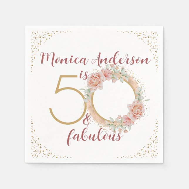 Serviette En Papier 50 et fabuleux 50e anniversaire Parties scintillan (Devant)
