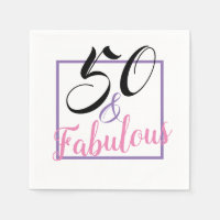 50 Et fabuleux 50e anniversaire Pink Purple Napkin