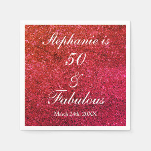 Serviette En Papier 50 Et Fabuleux Anniversaire Ombre Rouge Parties sc