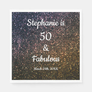 Serviette En Papier 50 Et Fabuleux Anniversaire Or Noir Parties scinti