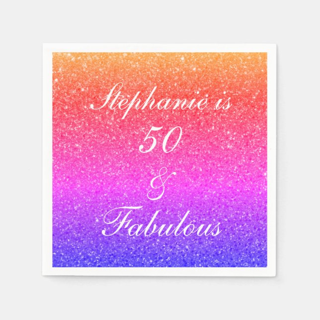 Serviette En Papier 50 Et Fabuleux Anniversaire Parties scintillant ro (Devant)