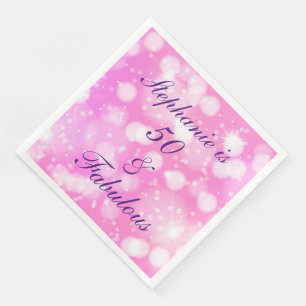 Serviette En Papier 50 Et Fabuleux Anniversaire rose violet Cool