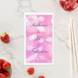 Serviette En Papier 50 Et Fabuleux Anniversaire rose violet Parties sc