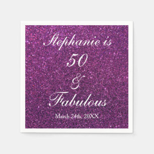 Serviette En Papier 50 Et Fabuleux Anniversaire Violet Parties scintil