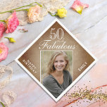Serviette En Papier 50 et fabuleux Beige rustique Photo 50e anniversai<br><div class="desc">50 et Fabulous Rustic Beige Photo 50th Birthday Napkins. Le dicton 50 et fabuleux est en écriture blanche moderne sur un arrière - plan beige rustique. Faites votre propre serviette de papier pour la fête du 50e anniversaire pour elle. Customisez avec le nom et le numéro d'âge et insérez votre...</div>