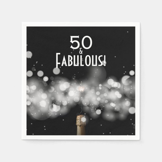 Serviette En Papier 50 et Fabuleux Champagne Anniversaire Serviettes (Devant)