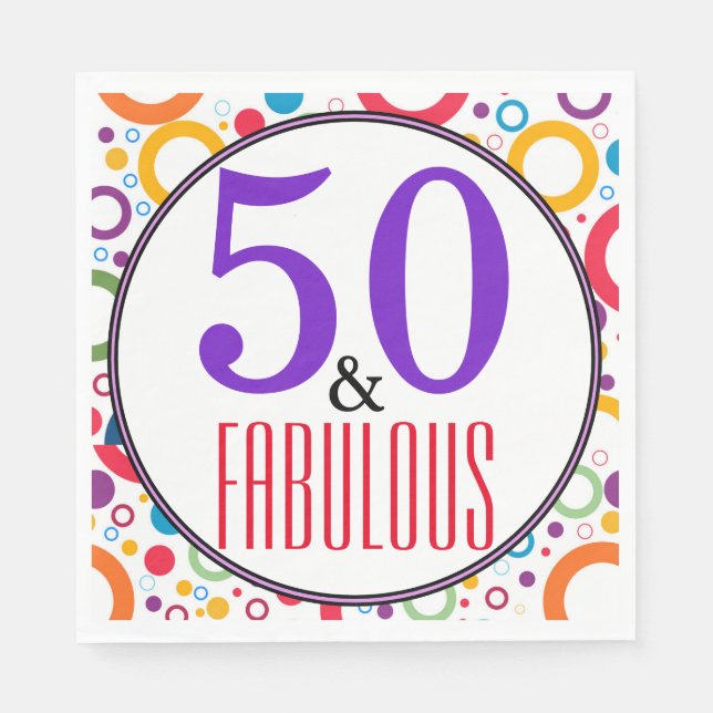 Serviette En Papier 50 et Fabuleux fête d'anniversaire (Devant)