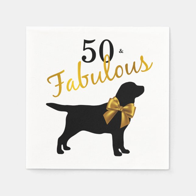 Serviette En Papier 50 et fabuleux - Gold Black Labrador - mignon chie (Devant)