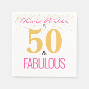 Serviette En Papier 50 et fabuleux Gold Pink Anniversaire