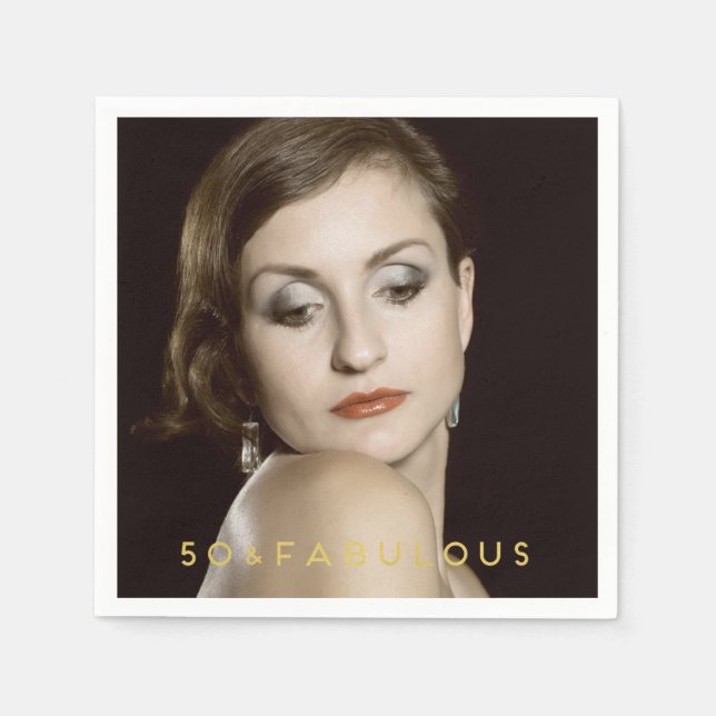 Serviette En Papier 50 et fabuleux | Papier photo personnalisé Napkin (Devant)