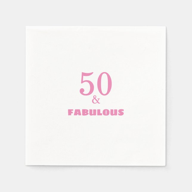 Serviette En Papier 50 Et Fabuleux Rose Stylish Anniversaire Party mig (Devant)