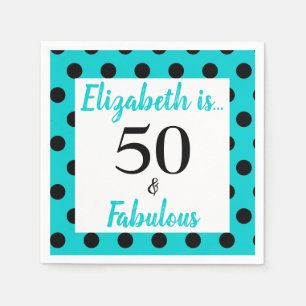 Serviette En Papier 50 et Fabuleux Turquoise Blue Anniversaire