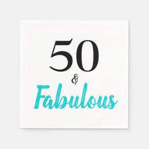 Serviette En Papier 50 et Fabuleux Turquoise fête d'anniversaire