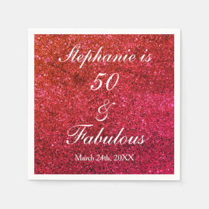 Serviette En Papier 50 Et Fabulous Anniversaire Ombre Red Pink Parties