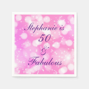 Serviette En Papier 50 Et Fabulous Anniversaire Pink Purple Glittery