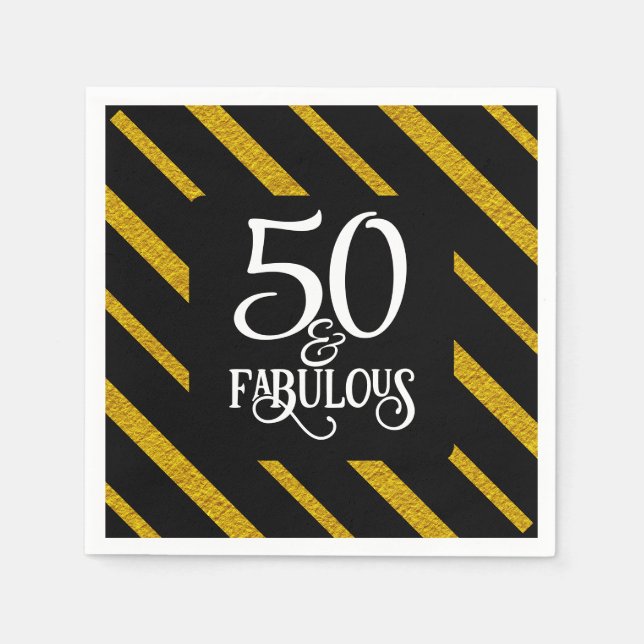 Serviette En Papier 50 et Fabulous Black and Gold (Devant)