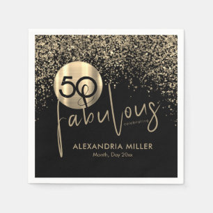 Serviette En Papier 50 et Fabulous Black Gold fête d'anniversaire