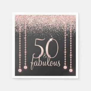 Serviette En Papier 50 et Fabulous Girly Rose Gold Parties scintillant