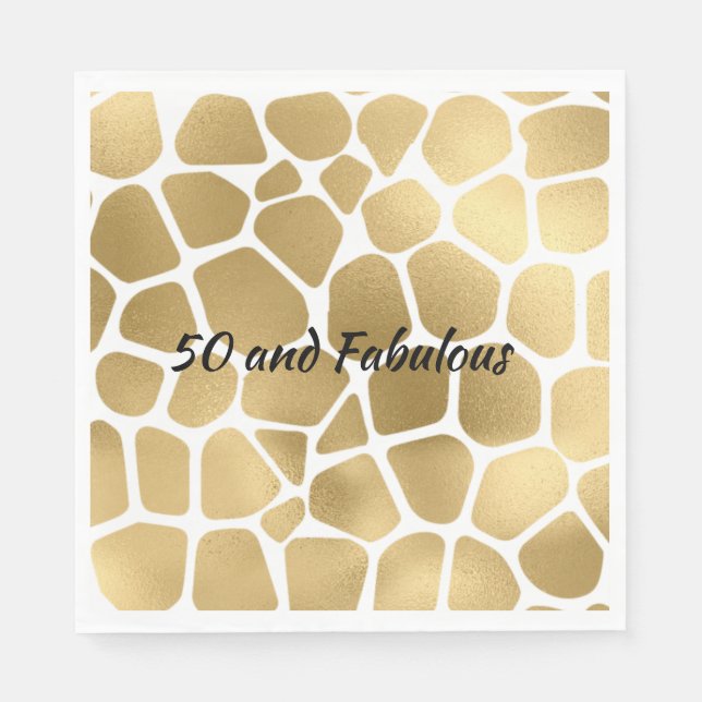 Serviette En Papier 50 et Fabulous Gold Giraffe Imprimer Abstrait (Devant)