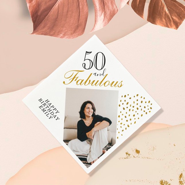 Serviette En Papier 50 et Fabulous Gold Parties scintillant Photo 50e  (Créateur téléchargé)