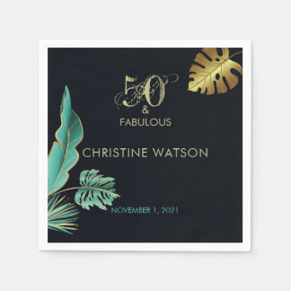 Serviette En Papier 50 et Fabulous Green Gold Feuilles fête d'annivers