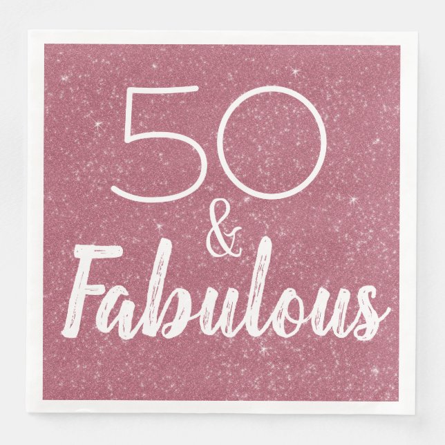 Serviette En Papier 50 et Fabulous Parties scintillant rose fête d'ann (Devant)