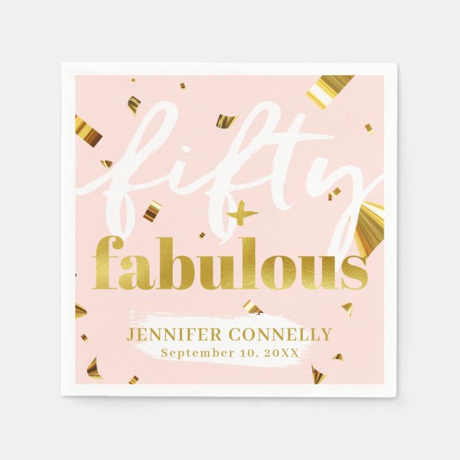 Serviette En Papier 50 et Fabulous Pink Glam 50e Anniversaire serviett (Devant)