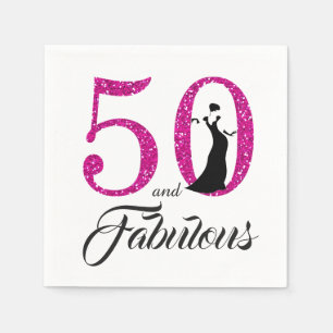 Serviette En Papier 50 et Fabulous Pink Parties scintillant 50e fête d