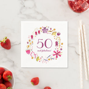 Serviette En Papier 50 et Fabulous Watercolor Floral Birthday Party