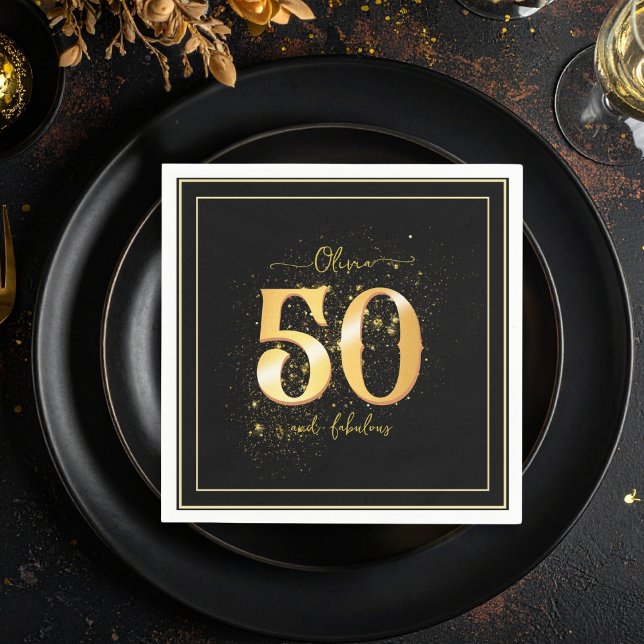 Serviette En Papier 50 et Parties scintillant fabuleuse Elegant Gold B (Créateur téléchargé)