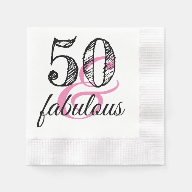 Serviette En Papier 50 & Fabuleux Anniversaire Papier de fête (Devant)