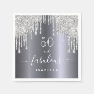 Serviette En Papier 50 fabuleux anniversaire parties scintillant argen
