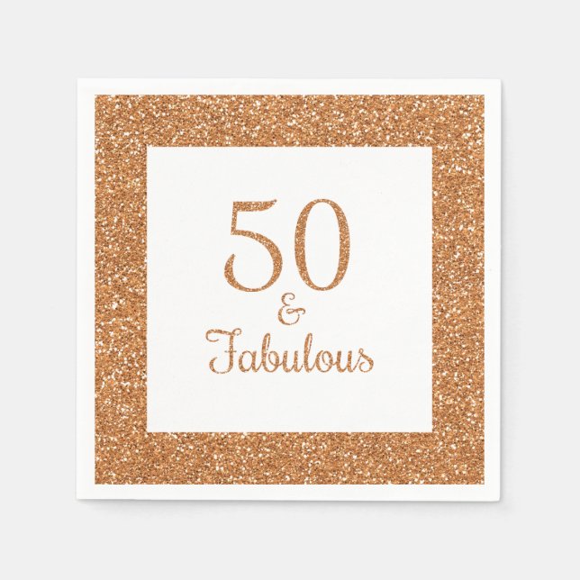 Serviette En Papier 50 & Fabuleux anniversaire Sparkly Gold Parties sc (Devant)