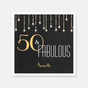 Serviette En Papier 50 & Fabuleux Black Gold Lumières Glamour Éléga