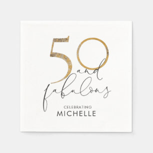 Serviette En Papier 50 & Fabuleux Black White Gold Personnalisé