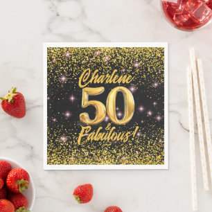 Serviette En Papier 50 Fabuleux Gold Parties scintillant Rose Stars 50