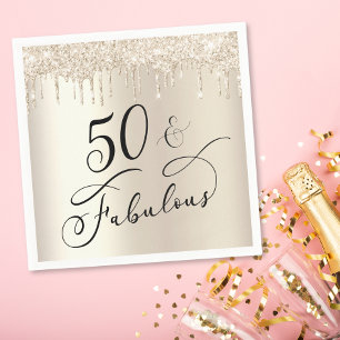 Serviette En Papier 50 Fabuleux Parties scintillant Gold fête d'anniv