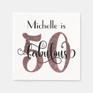 Serviette En Papier 50 & Fabuleux Rose Gold Parties scintillant Annive