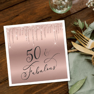 Serviette En Papier 50 Fabuleux Rose Parties scintillant Gold fête d'